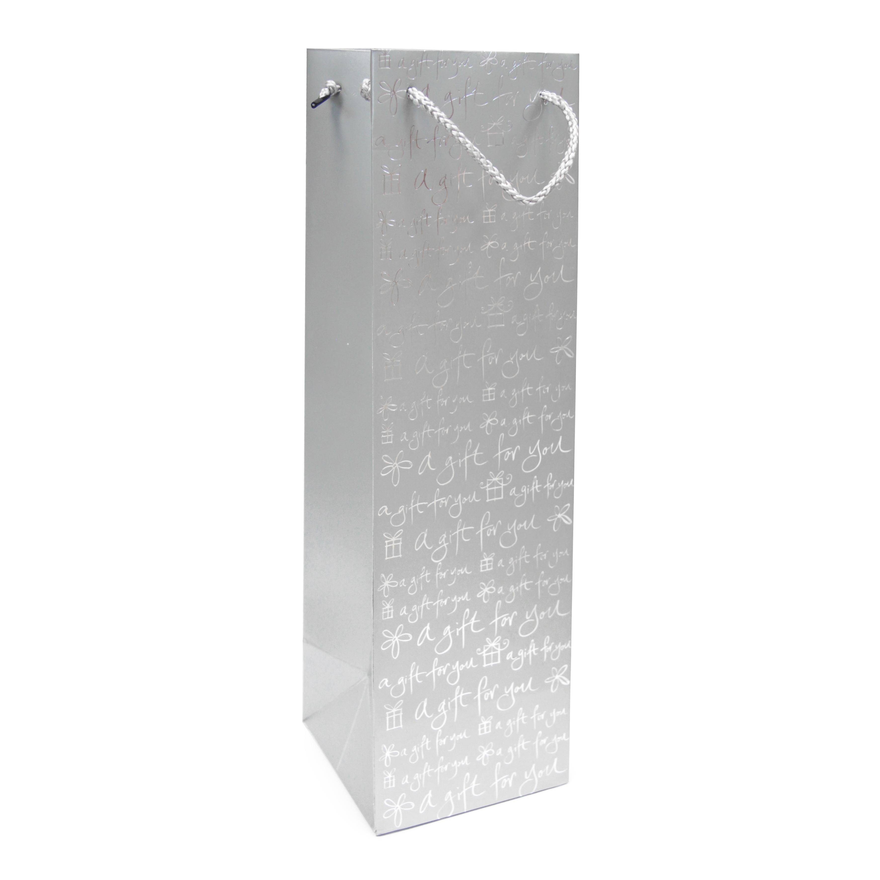 SAC CADEAU BOUTEILLE MOTIF ARGENT PAPIER