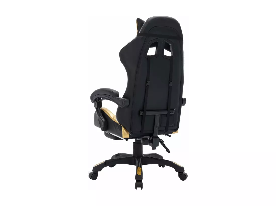 Fauteuil de jeux vidéo avec LED RVB Doré et noir Similicuir