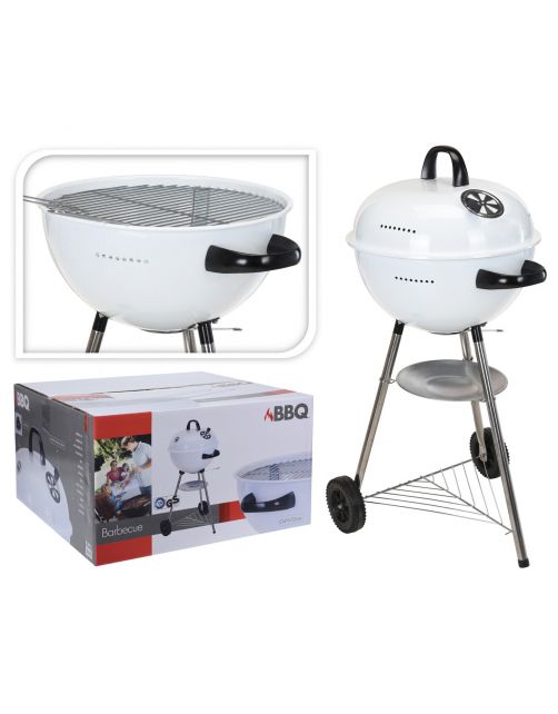 Homestyle Bbq Bolvorm Houtskool Met Thermometer - Barbecue - Wit
