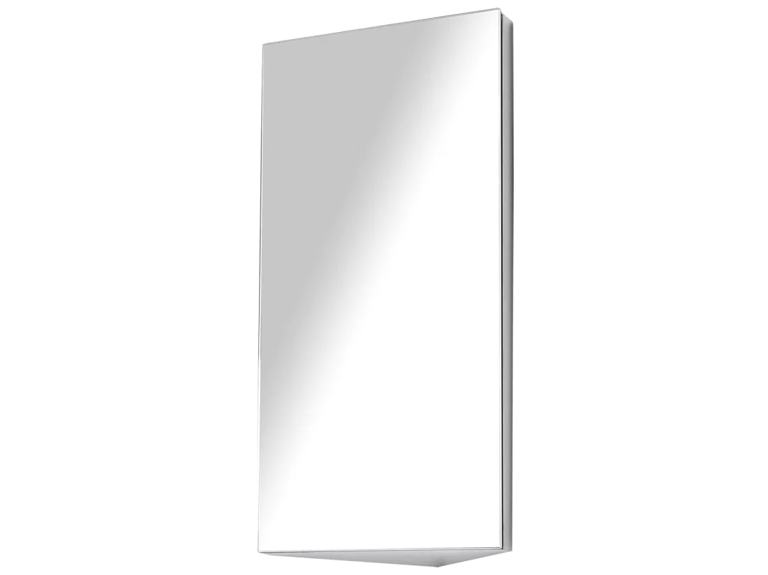 Armoire miroir salle de bain armoire de toilette murale meuble d'angle 2 étagères dim. 30L x 18,4l x 60H cm acier inox.