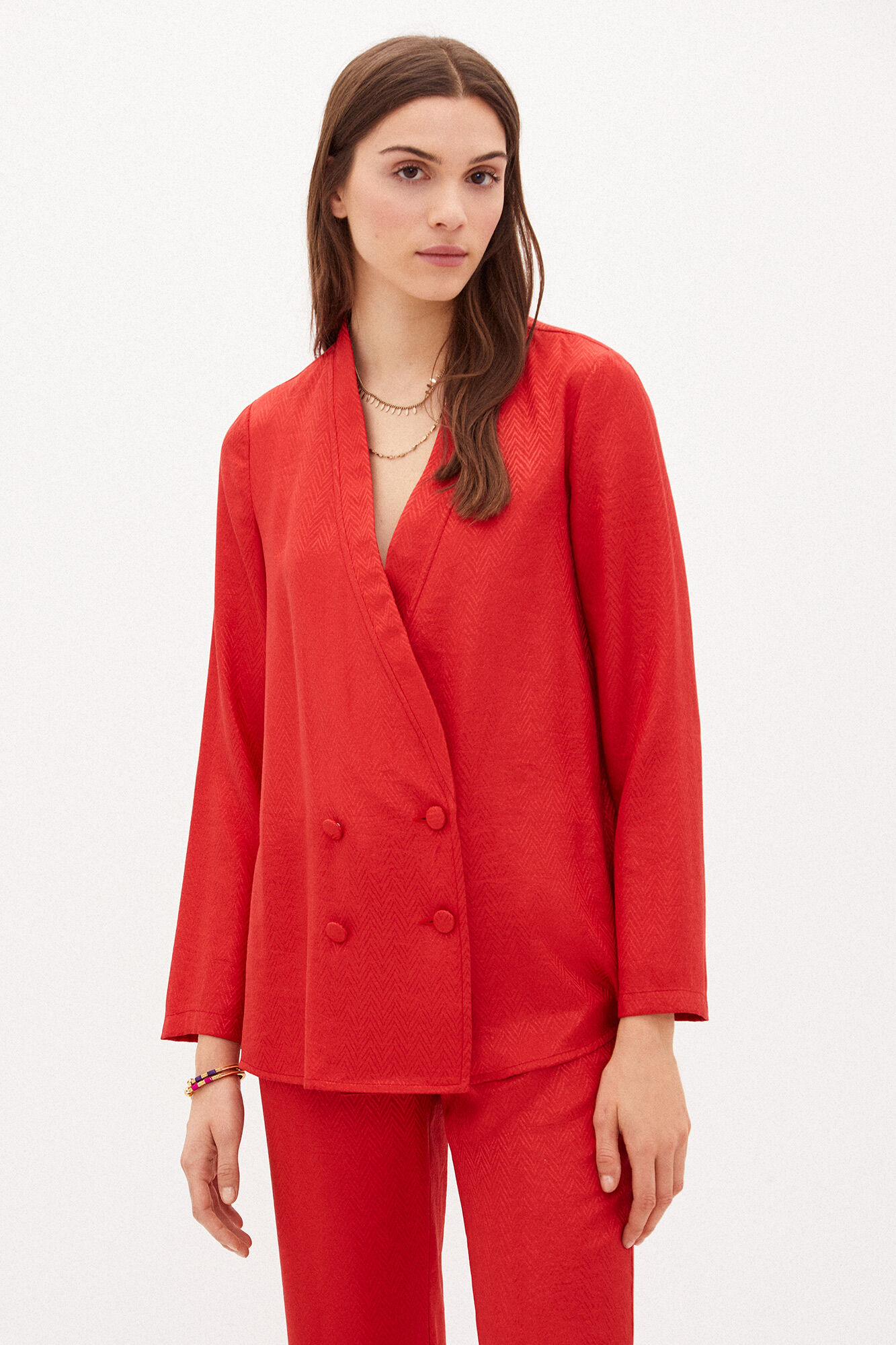 Milo Americana curado em jacquard - Vermelho