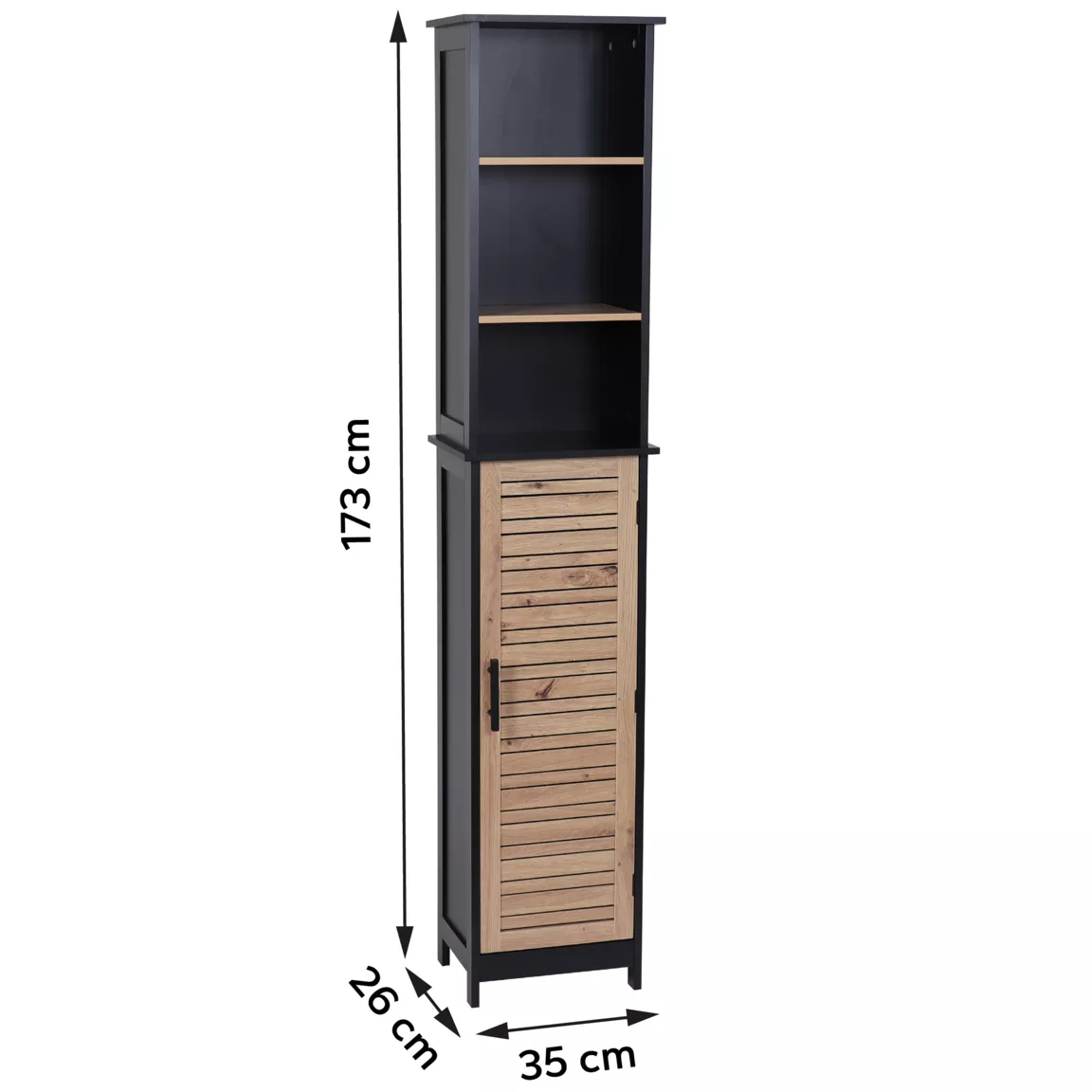 Meuble colonne salle de bain (35 x H173 cm) Bergen Noir