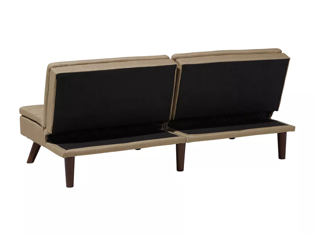 Canapé convertible 3 places en tissu marron clair RONNE