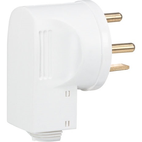 Fiche mâle 3p+t 20a coudée blanc vrac