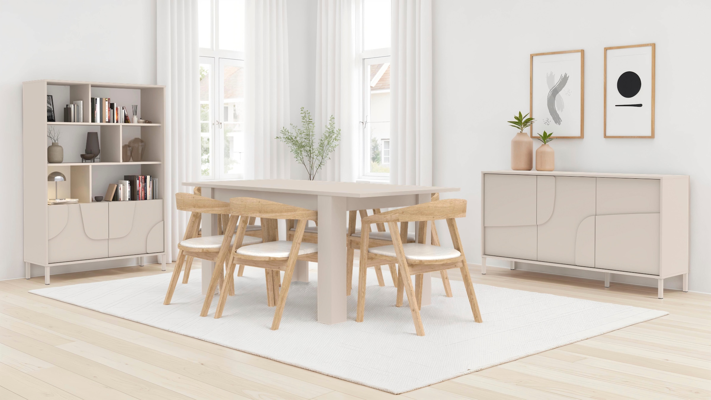 INOSIGN Highboard »Stone« 3D-Design, Push-to-open, Stauraum dekorativ & praktisch, Füsse wählbar