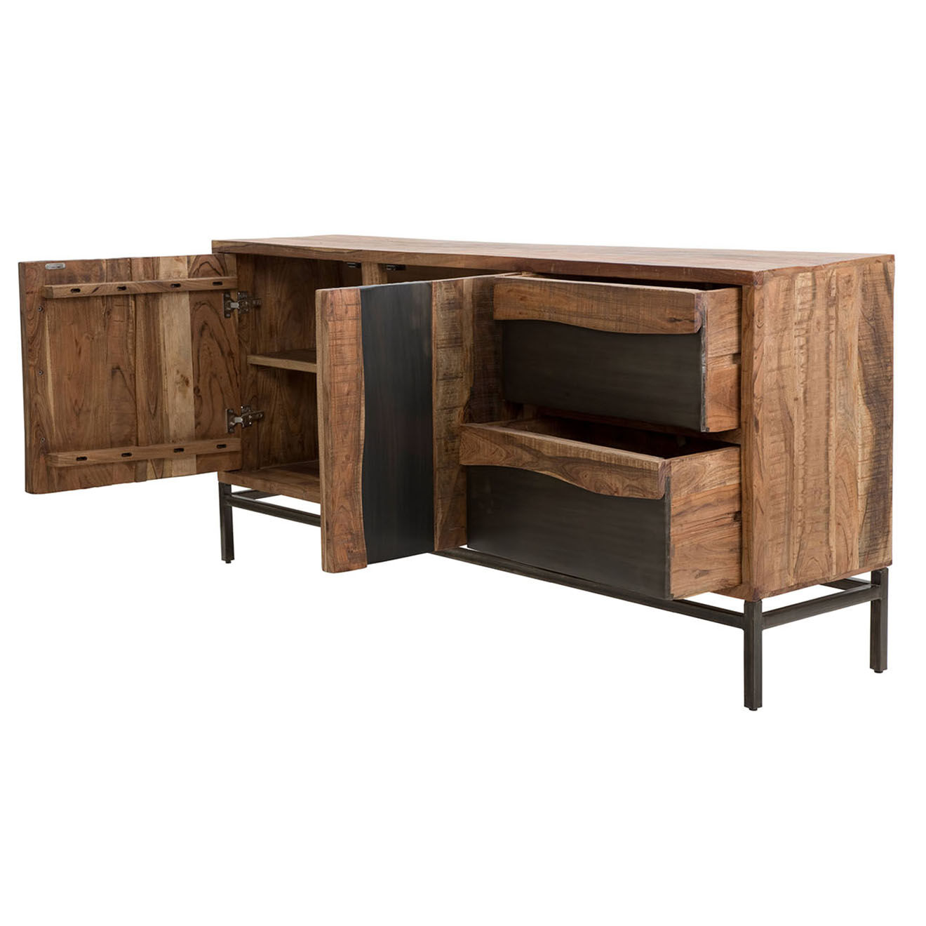 Mauro Ferretti Meuble de rangement Yellowstone  marron/noir - 175x40x80 cm