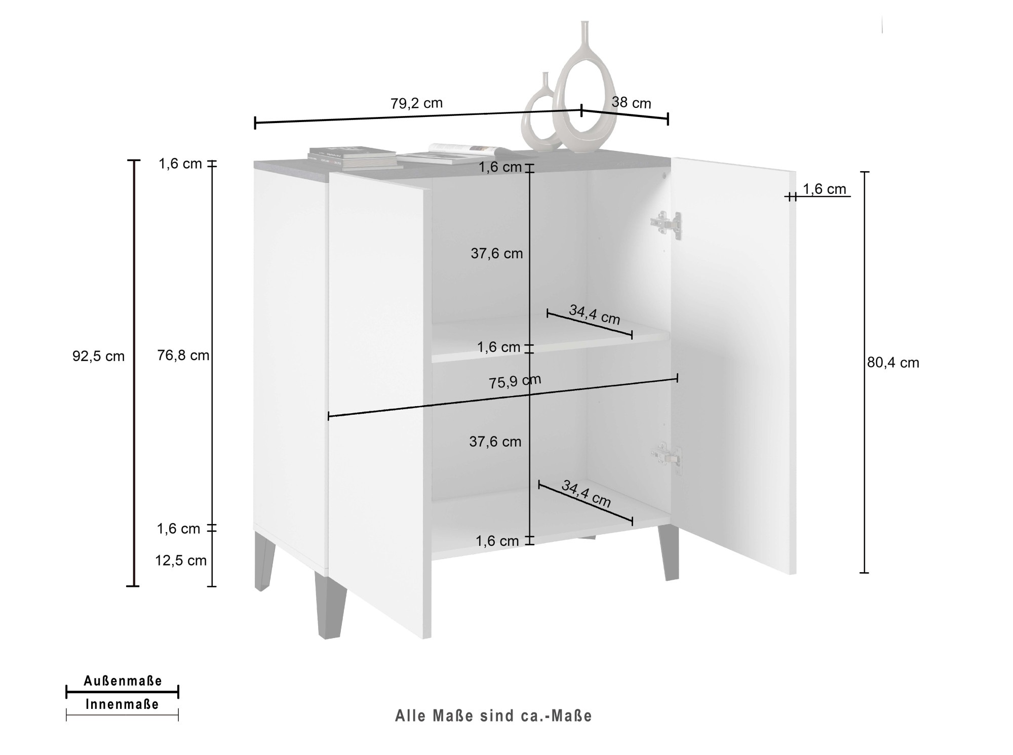INOSIGN Aktenschrank »Sunrise Aktenschrank, Mehrzweckschrank, Büroschrank« mit 2 Türen & 2 Fӓchern, Breite 79,2 cm, Made in Italy