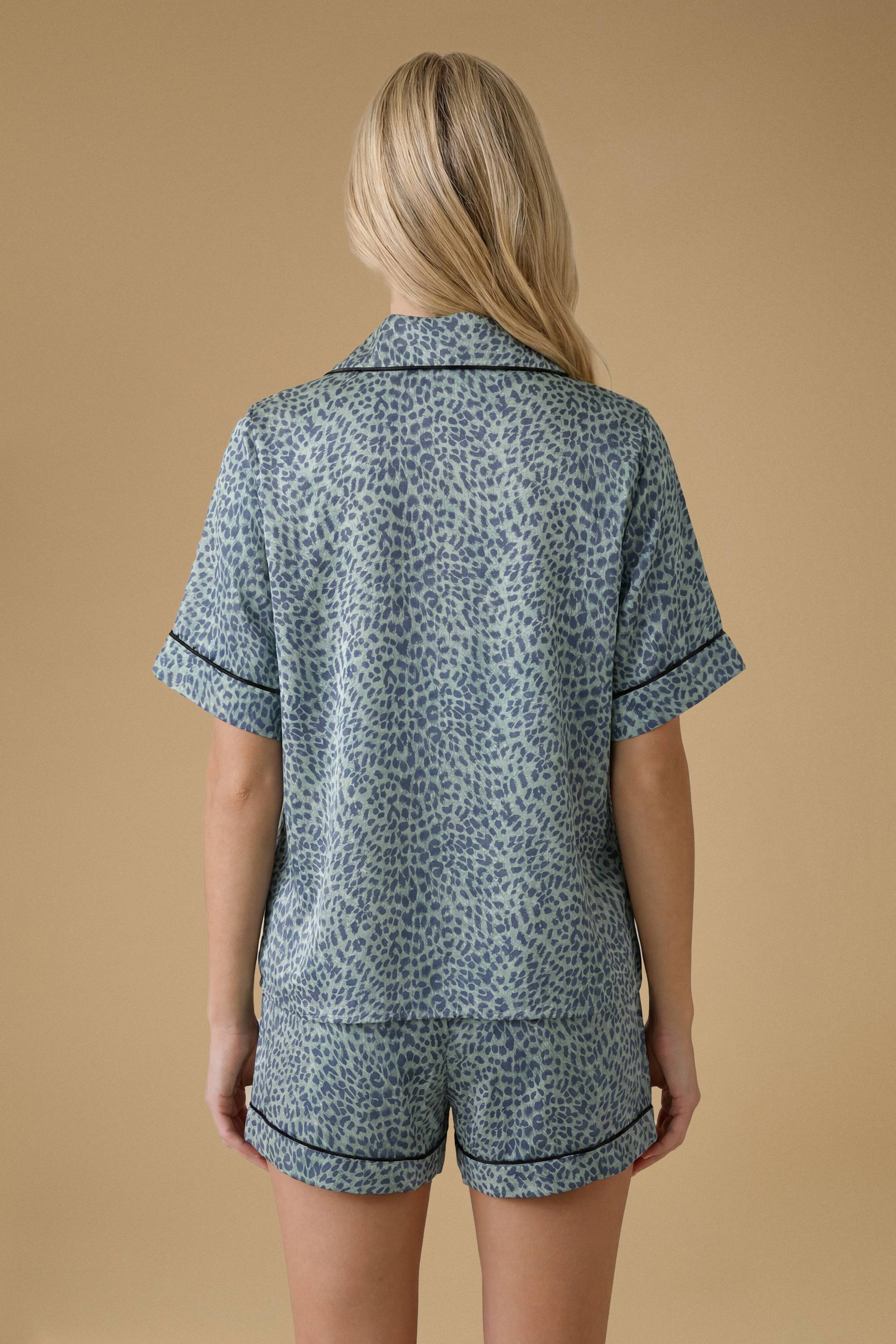 Oasis Ensemble de nuit en satin imprimé à manches courtes