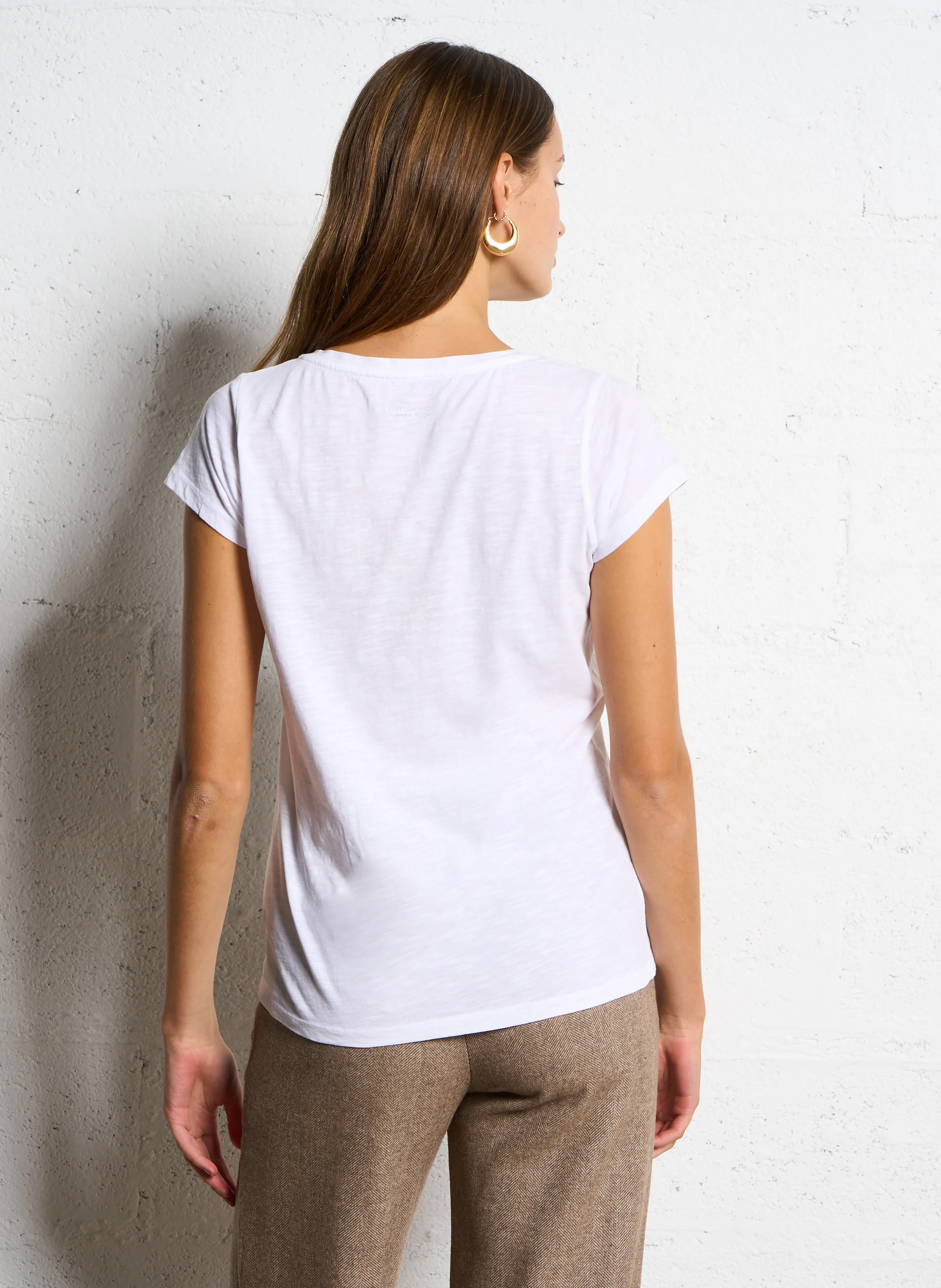 TONTON - Tee-shirt col V en coton bio | Blanc