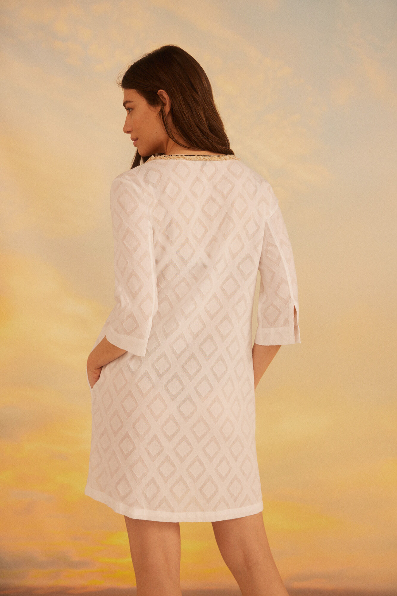 Túnica Caftan com Franjas - Branca