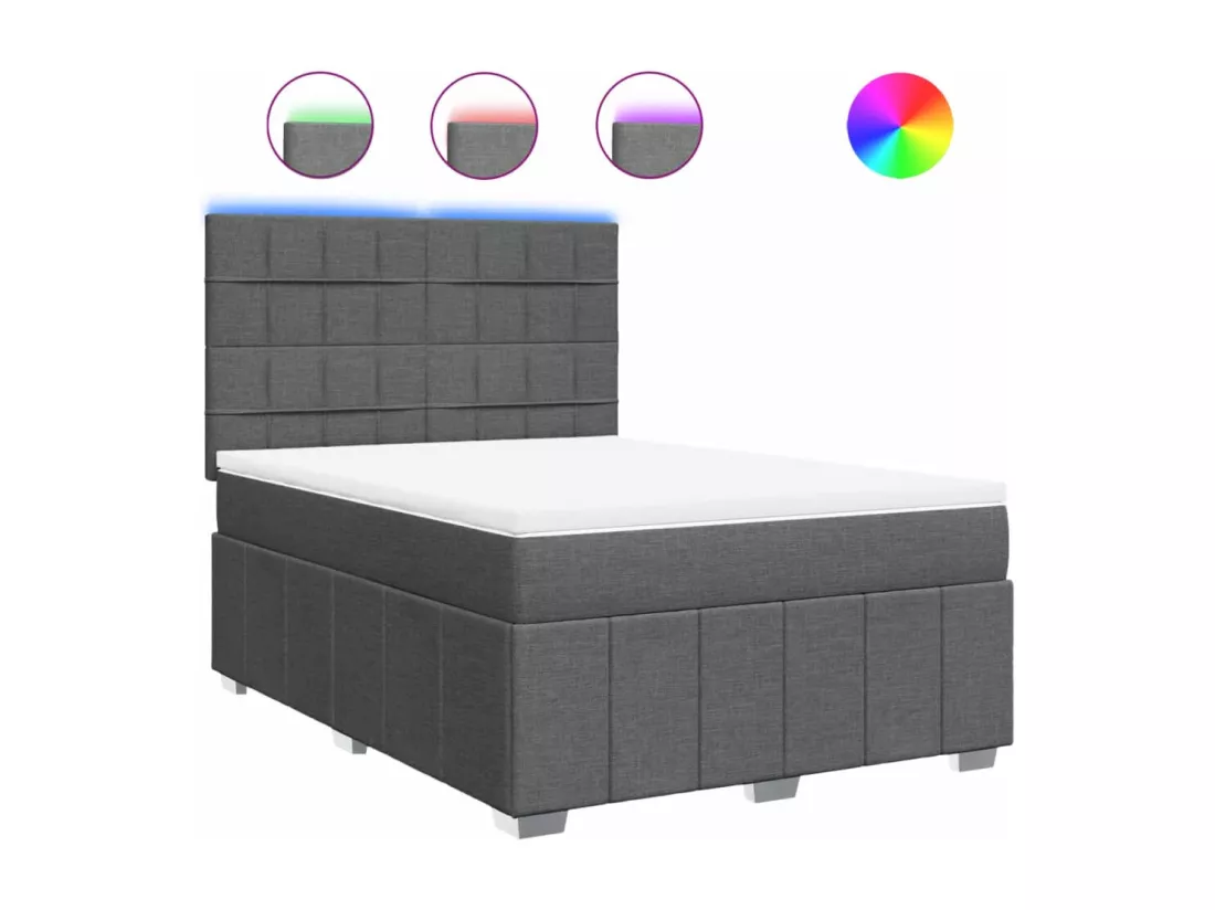 Sommier à lattes de lit avec matelas Gris foncé 160x200cm Tissu