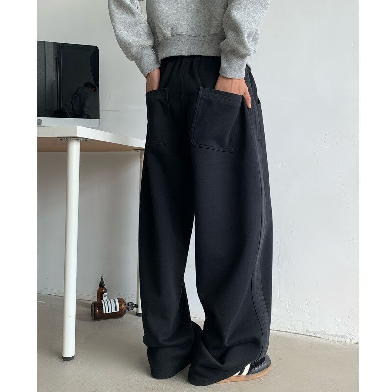 Kimeya - Effen broek met wijde pijpen en trekkoord in de taille