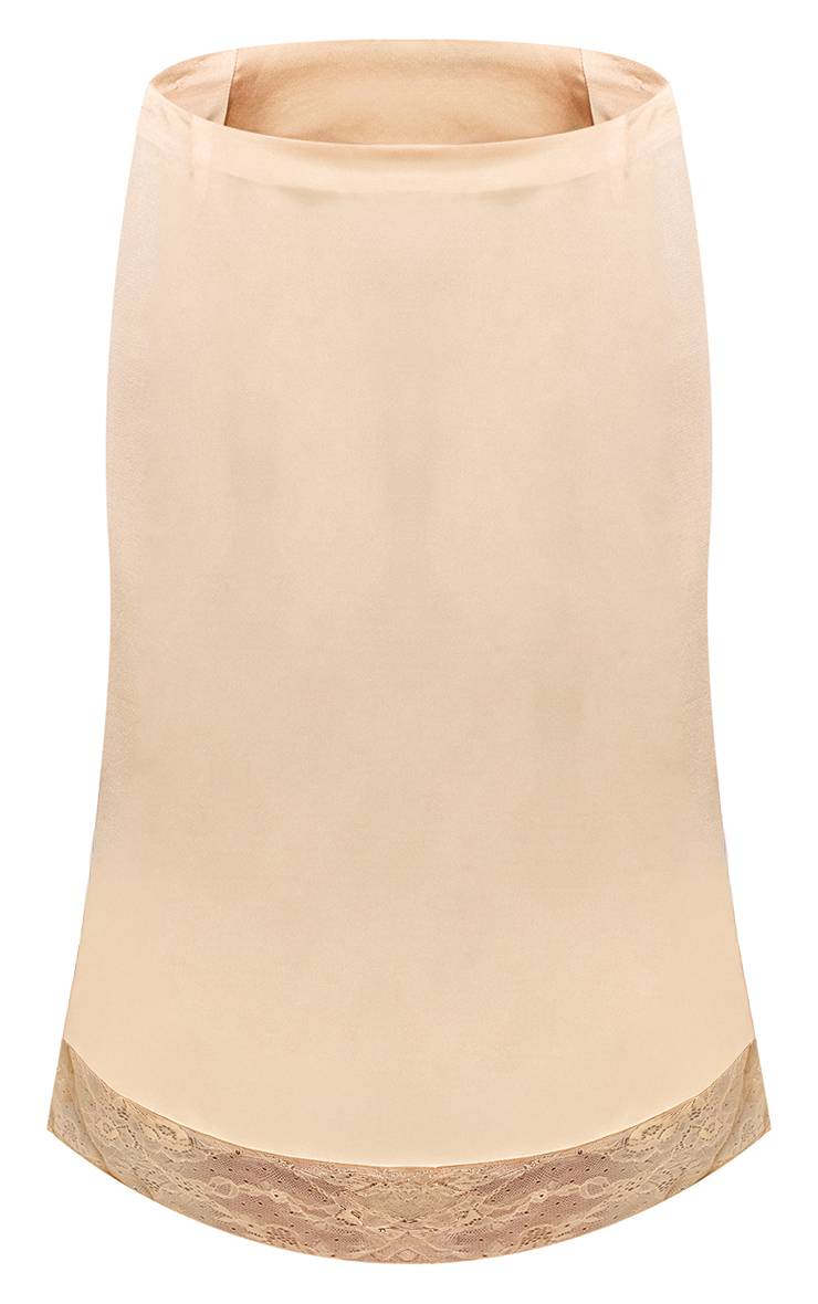 Citron Jupe Midi En Satin À Ourlet En Dentelle