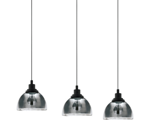 Hanglamp, 3-lichts, HxL 110x90,5 cm, zwart/transparant