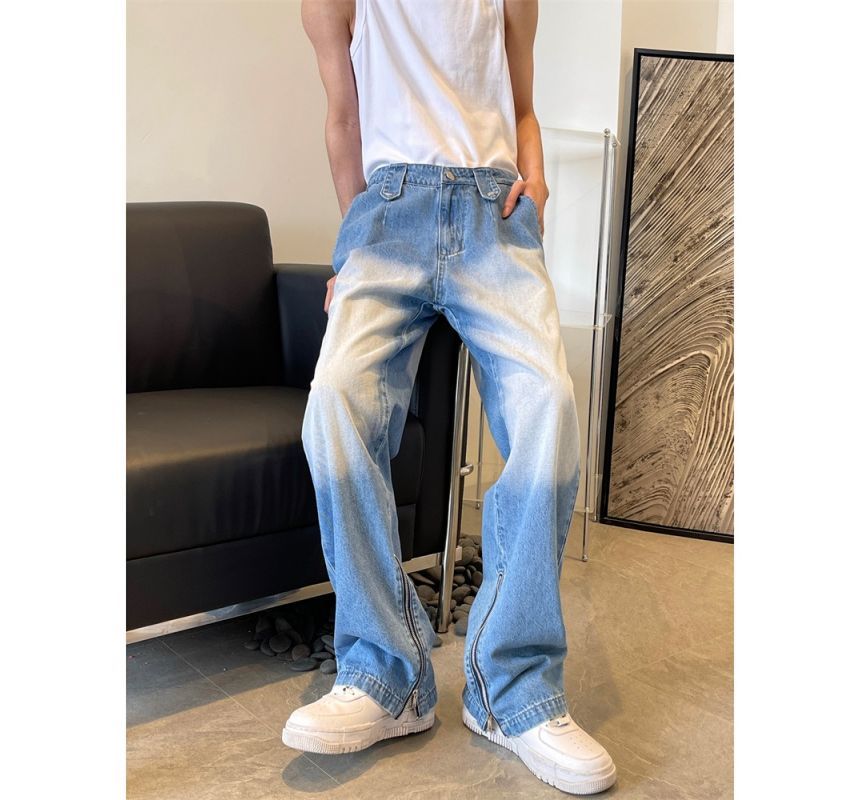 Freehop - Hoge taille gewassen ritszoom losse jeans