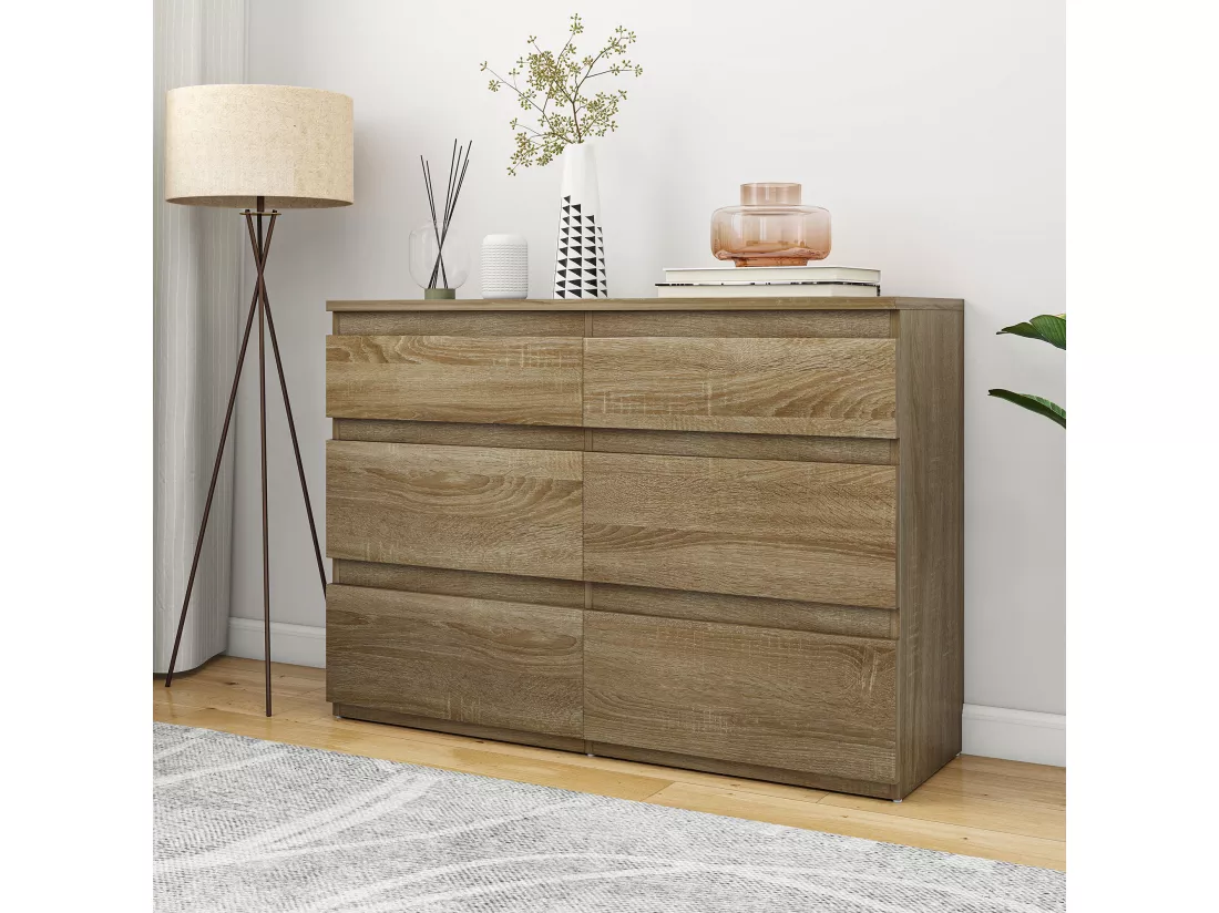 YITAHOME Commode avec 6 Tiroirs, Armoire à Tiroirs, Meuble Rangement, pour Le Salon, la Chambre et Le Bureau, (Sonoma)