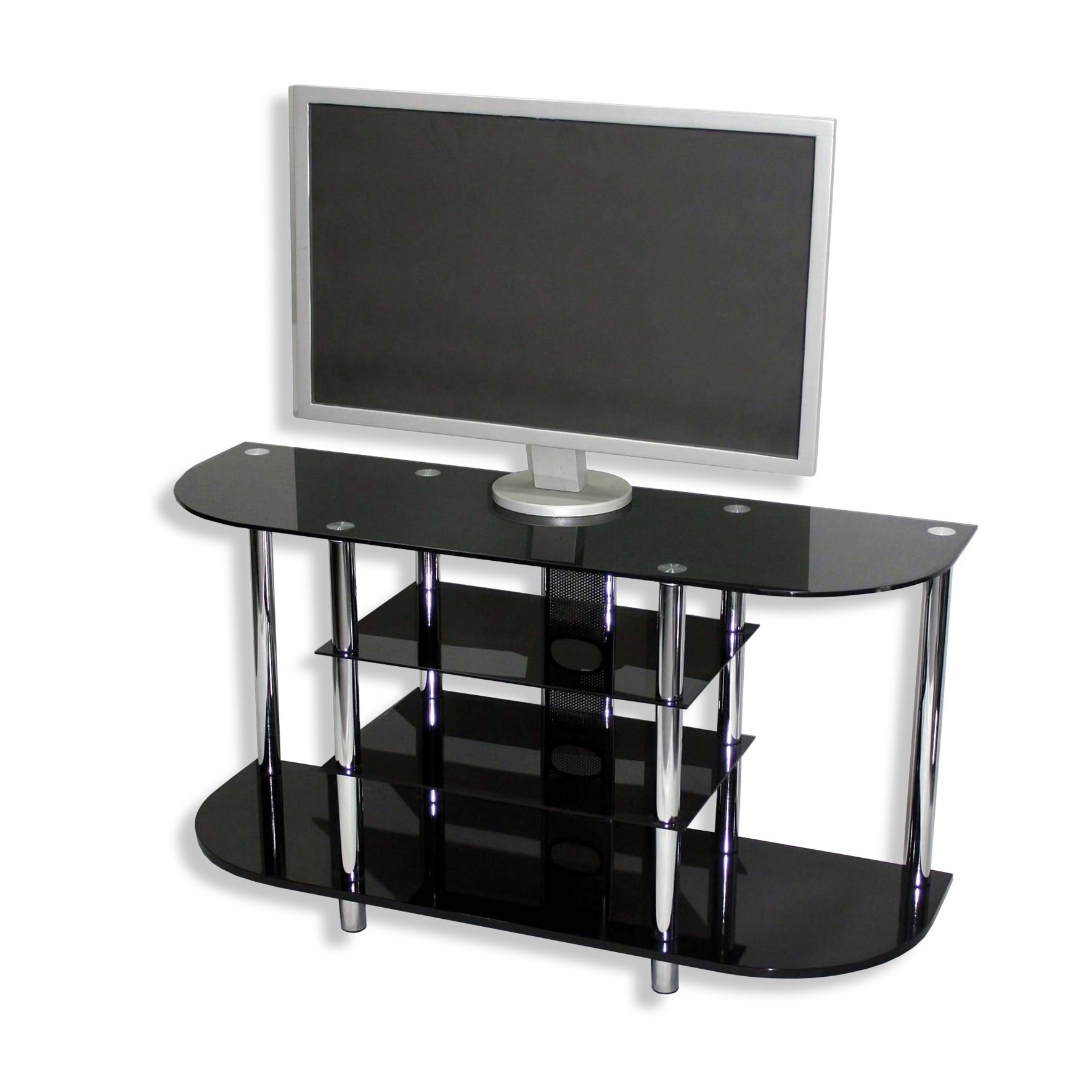 TV-Regal - schwarz - Sicherheits-Glas - 120 cm Breite