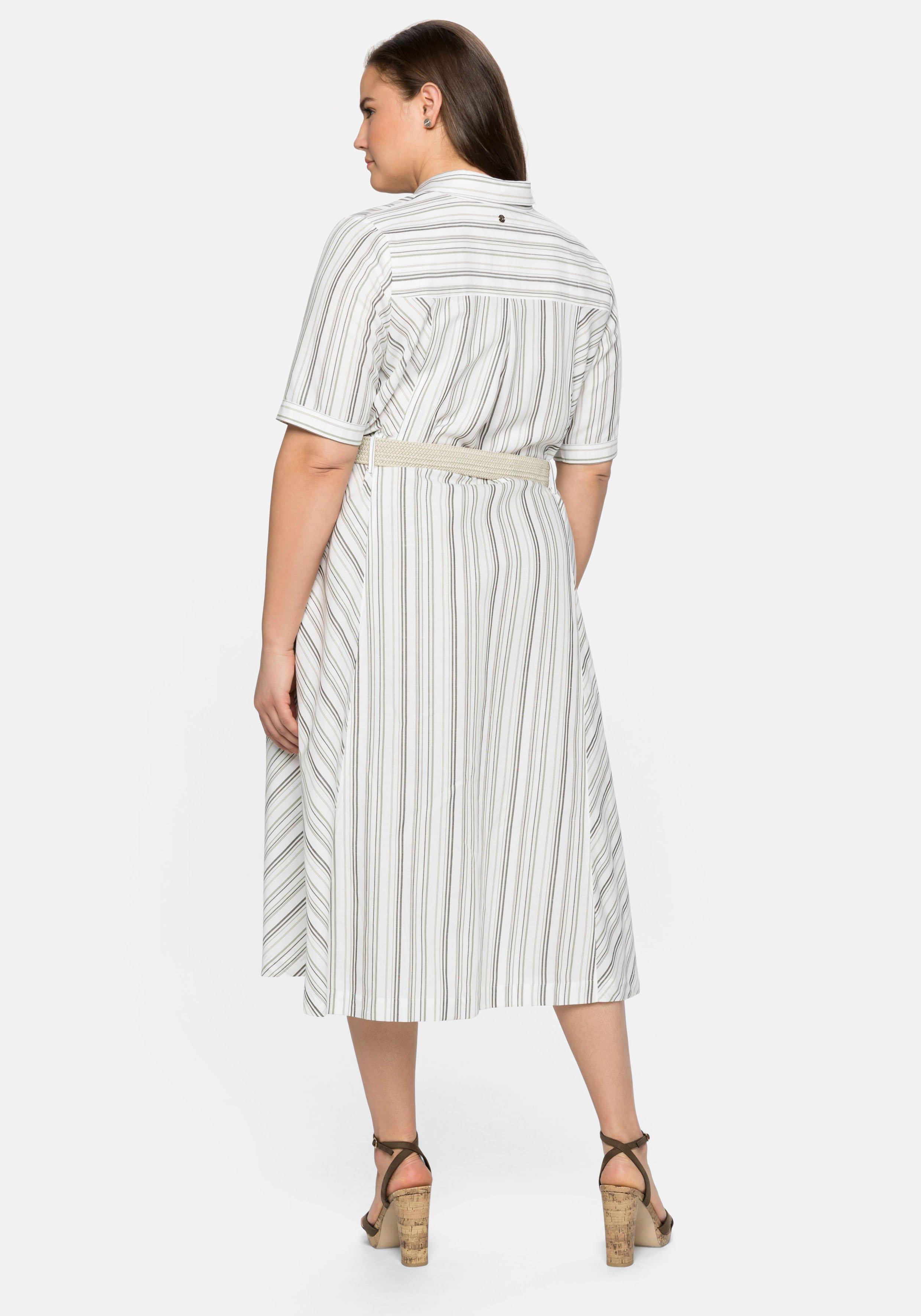 Hemdblusenkleid gestreift, mit Gürtel