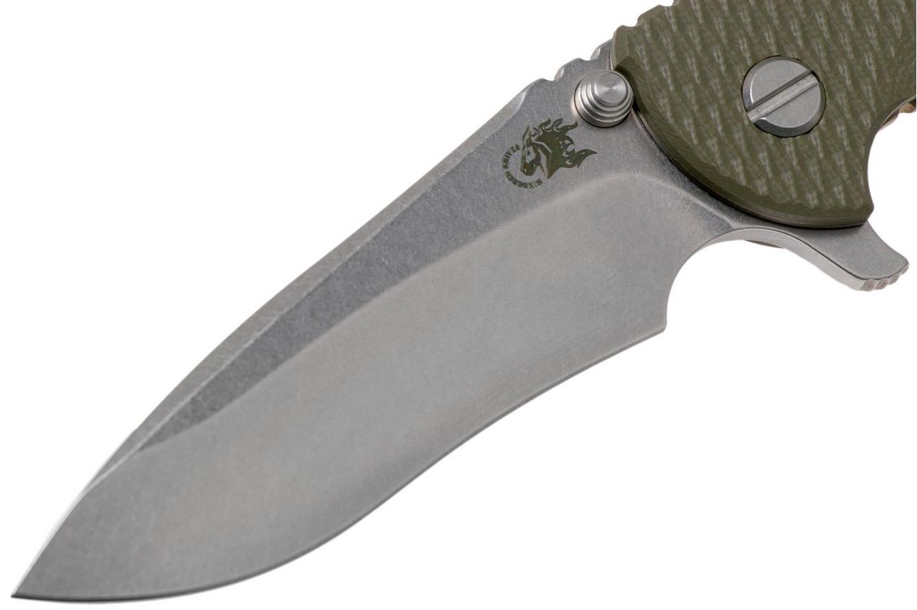 Rick Hinderer XM18 3.5” Recurve, CPM 20 CV, Stonewash Bronze, OD Green G10, zakmes