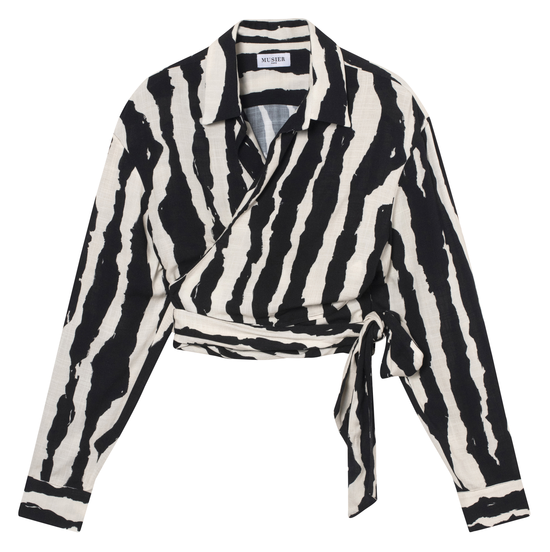 SORYS - Chemise courte col classique à rayures | Noir