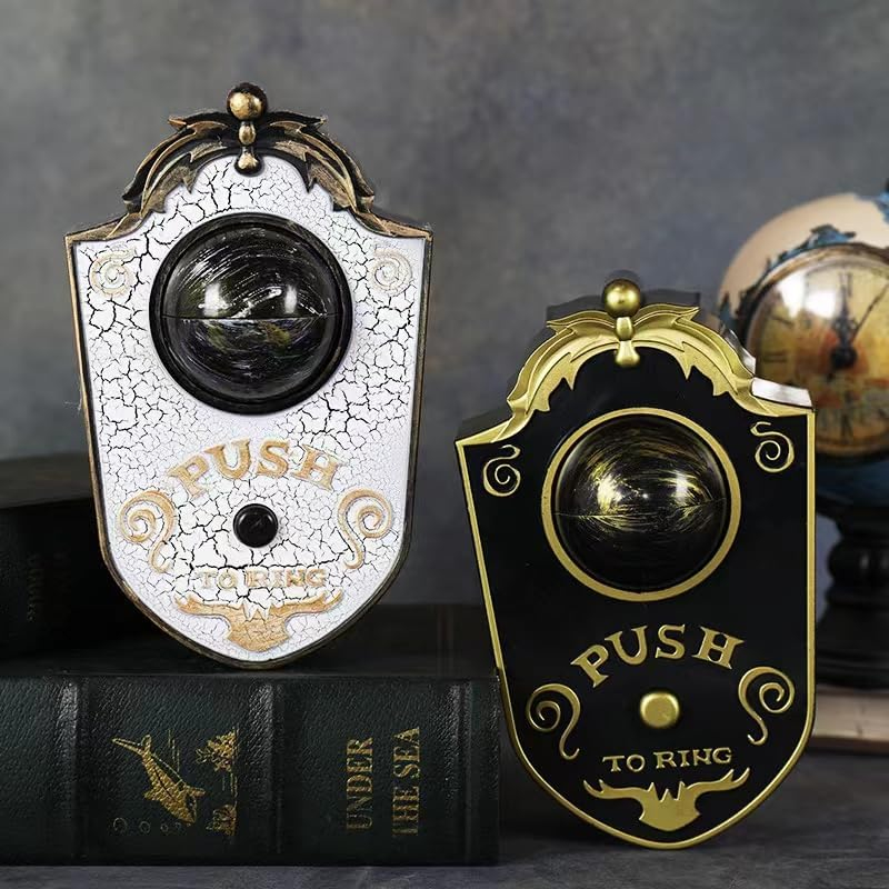 Halloween Dekoration Türklingel Party Accessoire mit Auge (Batteriebetrieben) - Weiss / Gold