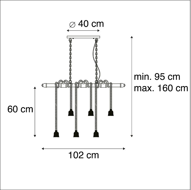 Industriële hanglamp zwart 6-lichts - Plural