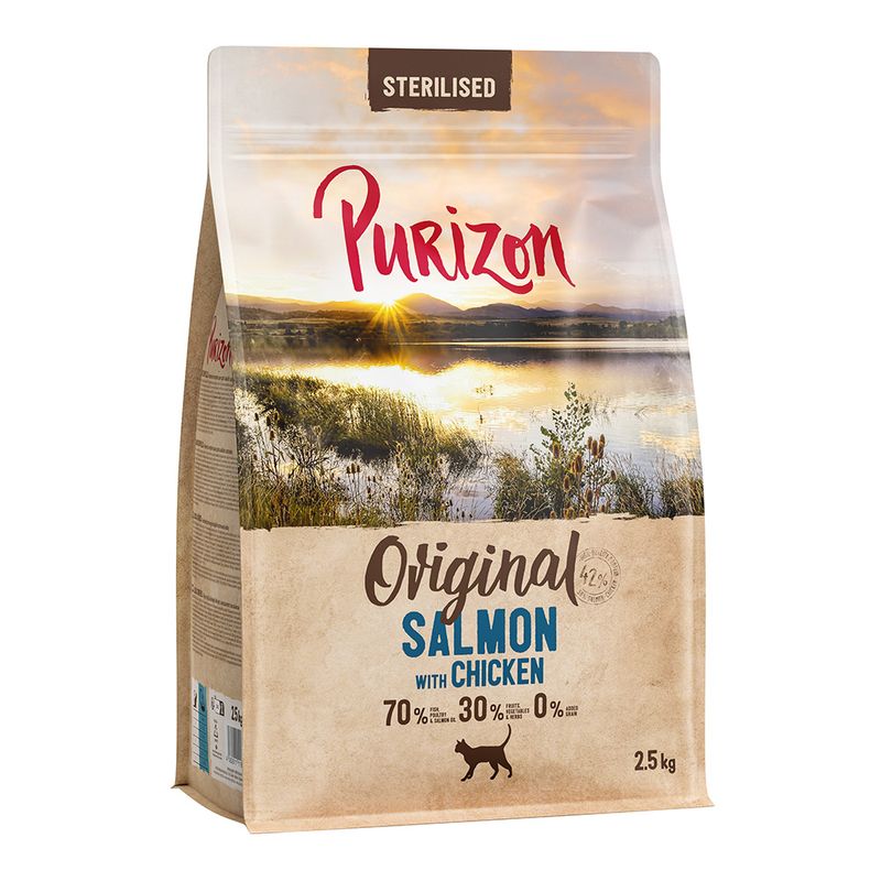 Purizon Sterilised Adult saumon, poulet - sans céréales ✓ pas cher