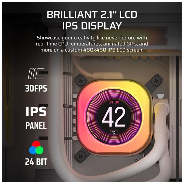 Corsair iCUE LINK TITAN 240mm RX LCD CPU-vandkøler (hvid)