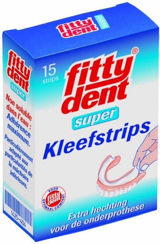 Fittydent - Kleefstrips - 15 Stuks - Zinkvrij - Waterproof