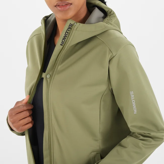 GORE TEX INFINIUM™ WINDSTOPPER®  Windjacke mit Kapuze durchgehendem Reißverschluss Damen DEEPLICHENGREEN