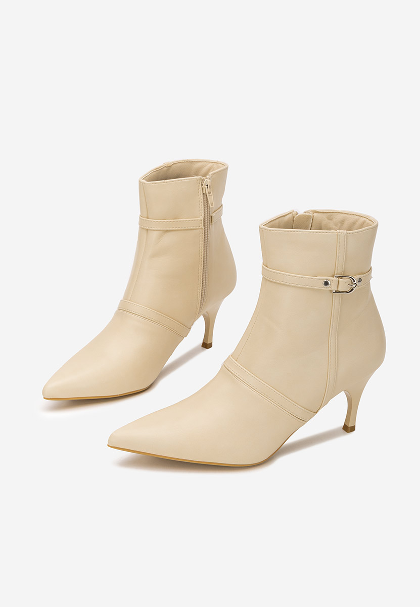 Bottines à talon fin beige Aninia