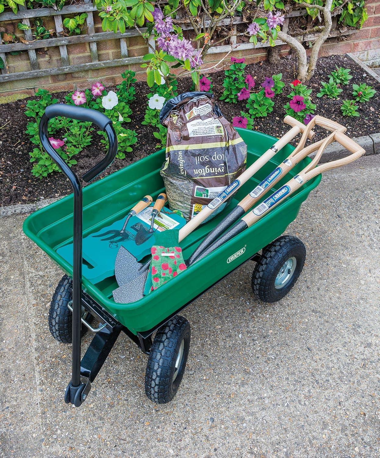 Draper Petit Chariot de Jardin à Bascule, Vert : Jardin