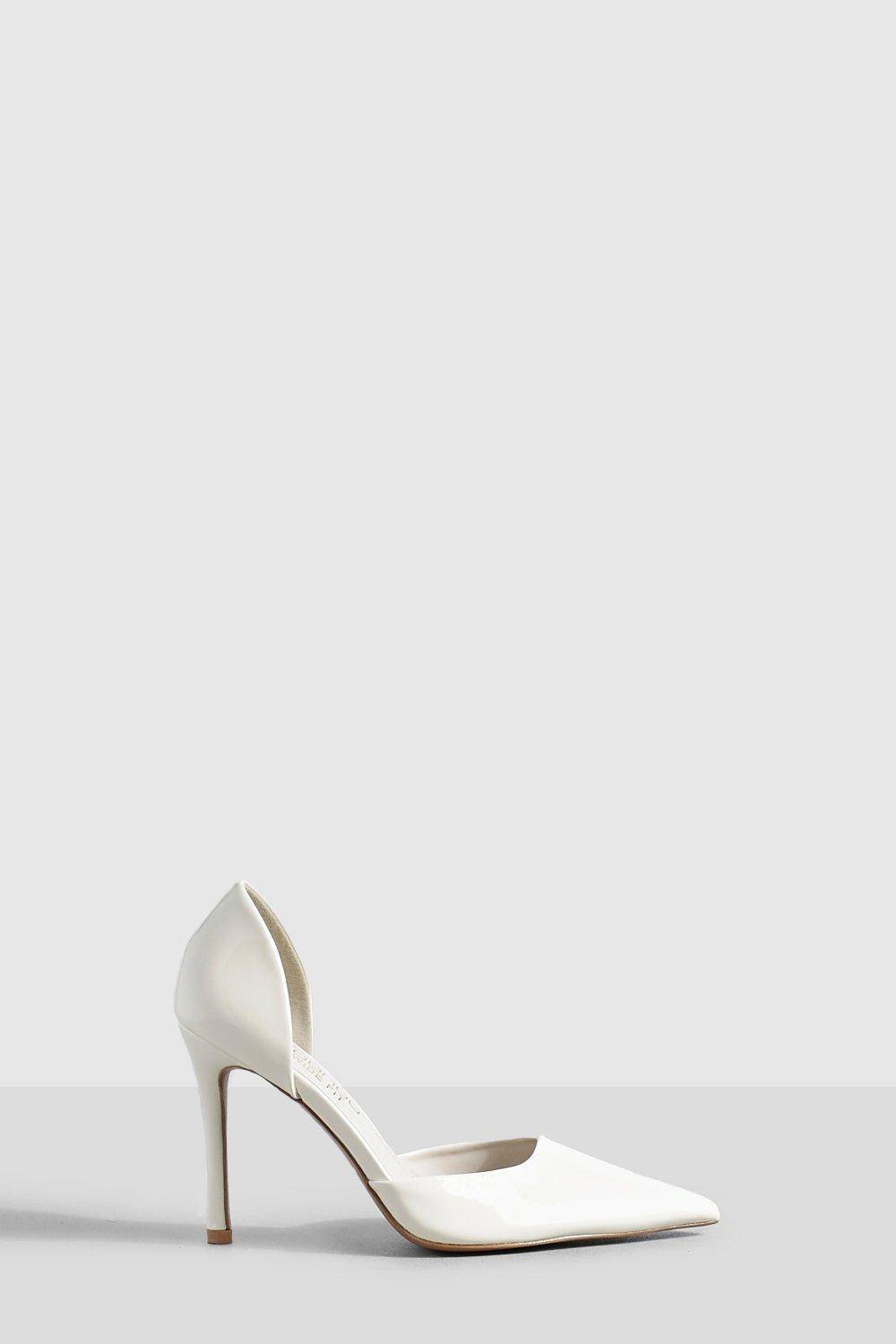 boohoo Wide Fit Patent Cut Out Court Shoe