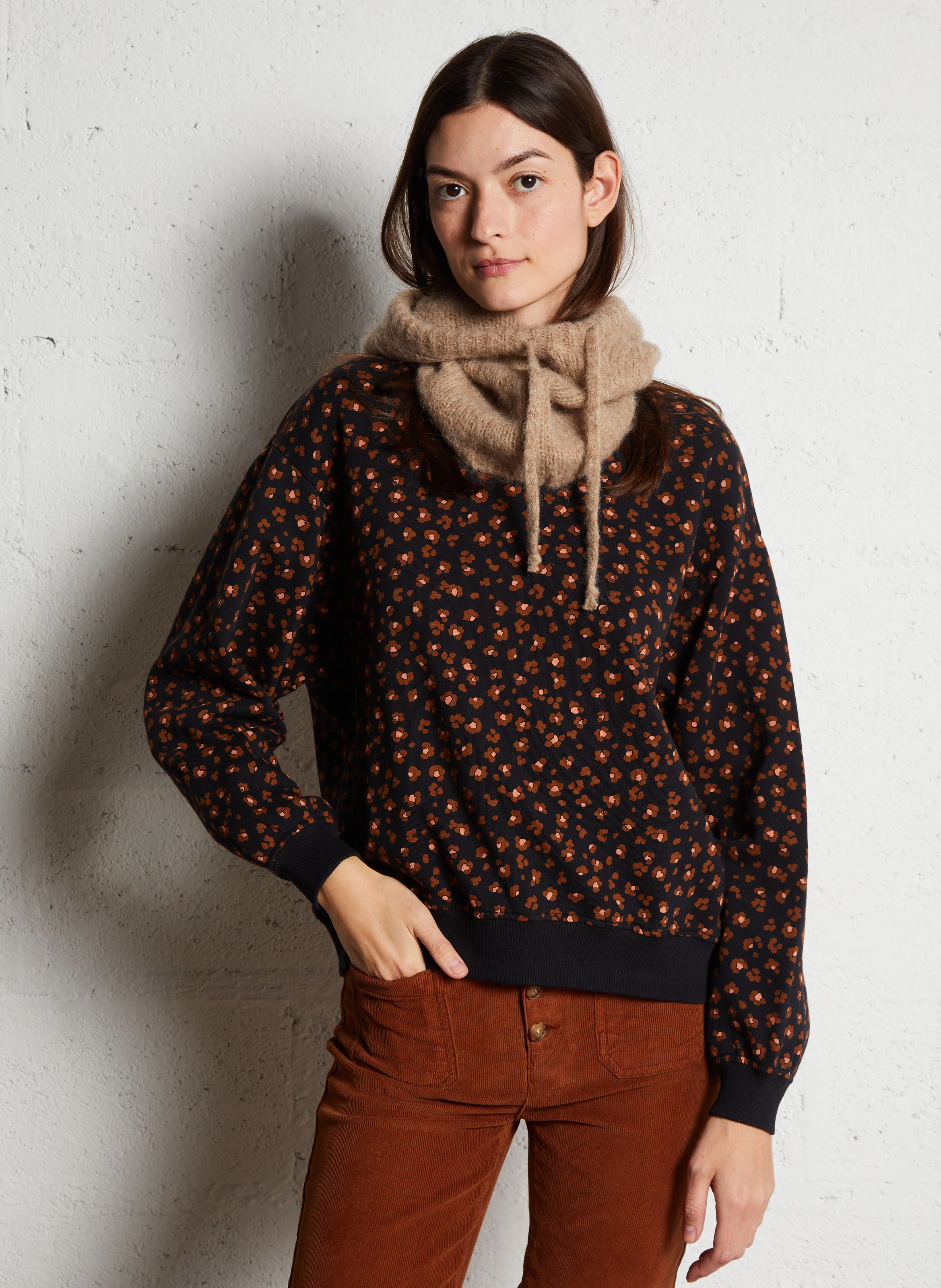 HANITA - Sweat col rond en coton | Noir