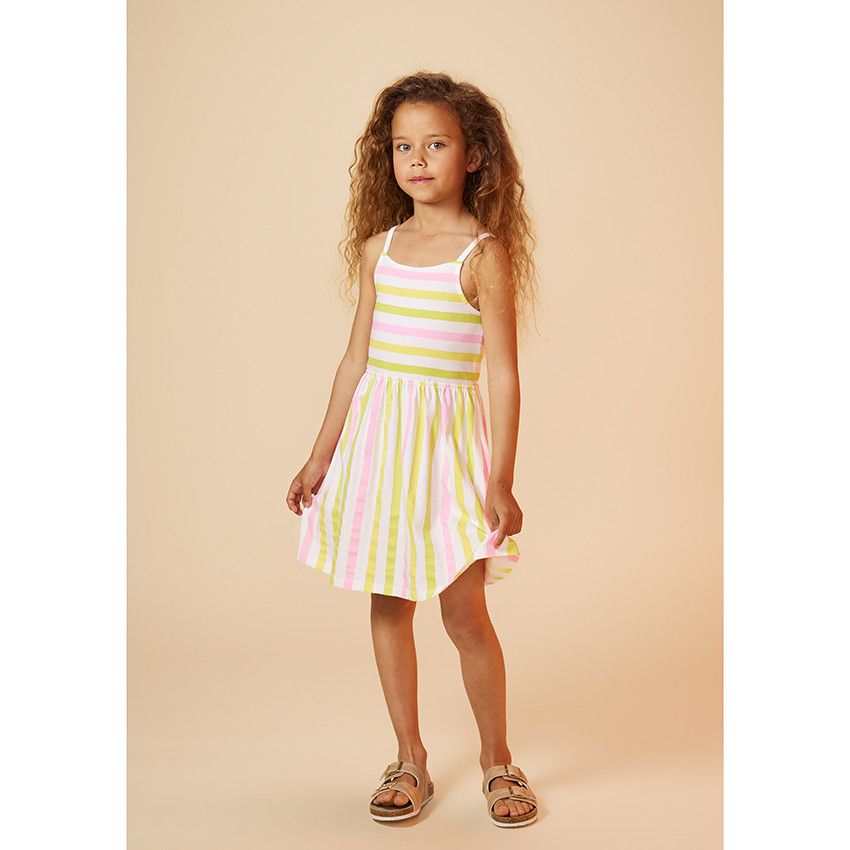 Robe en jersey à rayures pour fille - Blanc