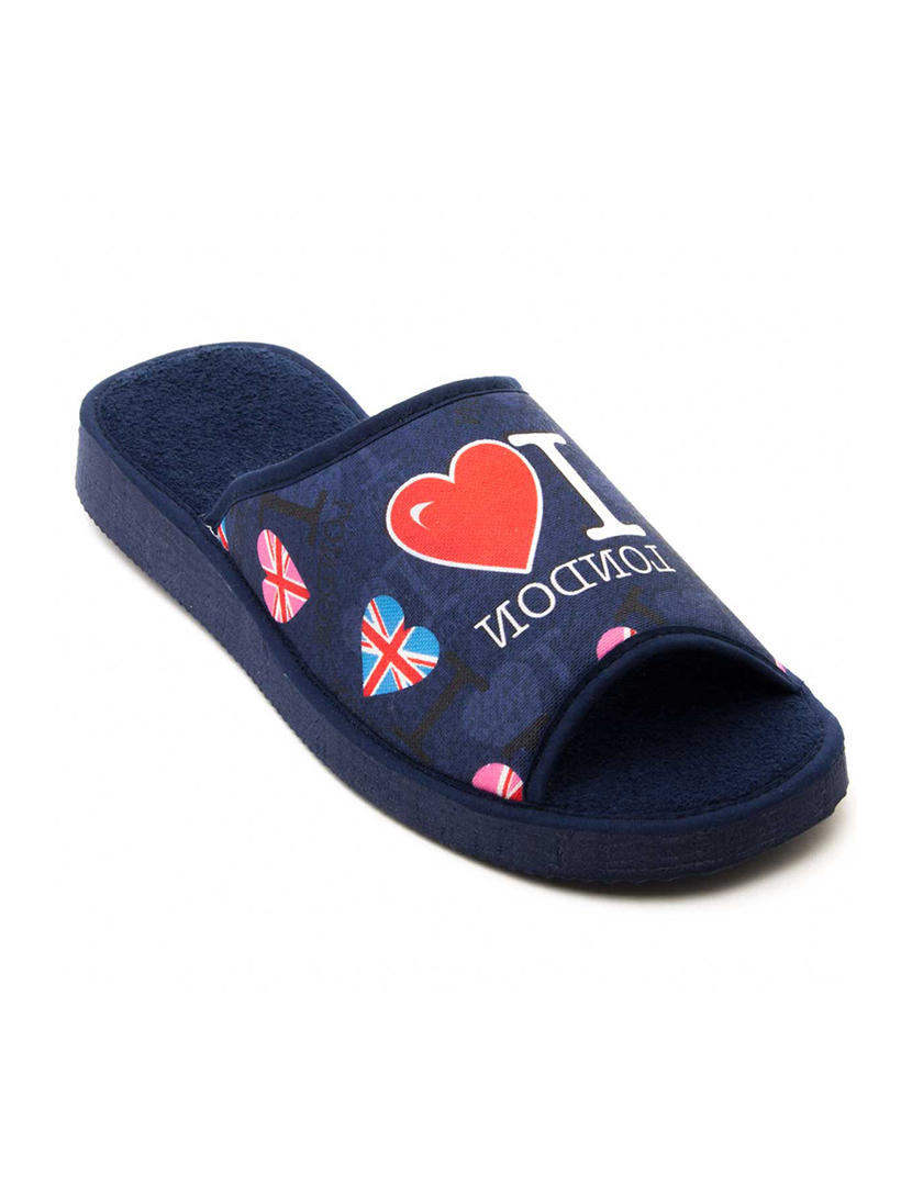 I Love London Slippers Blue