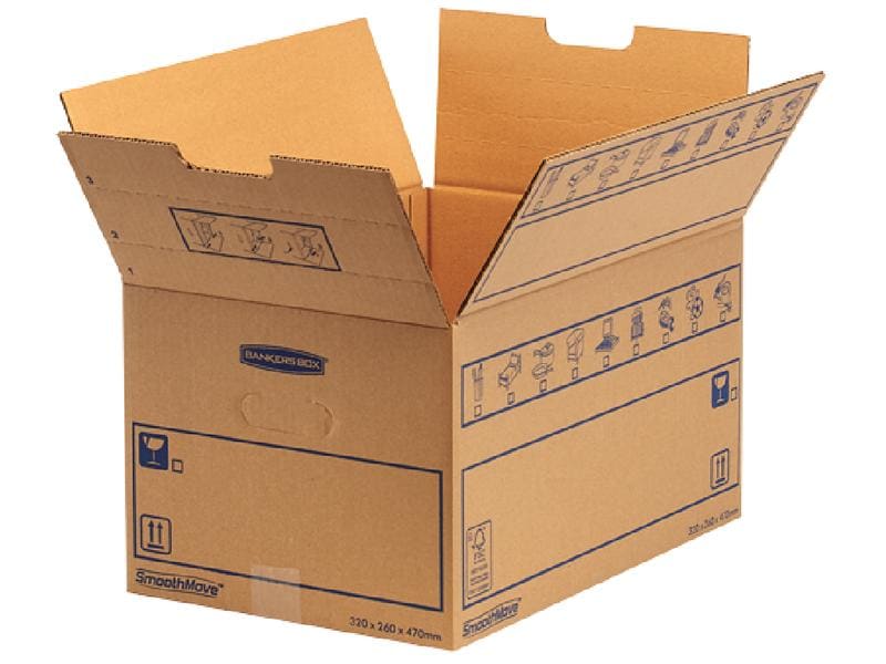Fellowes Umzugsbox Smoothmove C-Flute Braun, 10Stk. Standard Umzugskarton mit Beschriftungsfeld