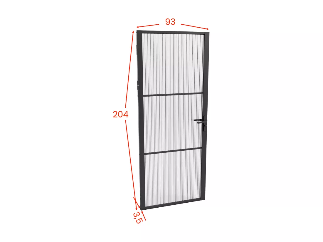 Bloc porte réversible en aluminium et verre texturé - H204 x L93 cm - Noir - MASERU