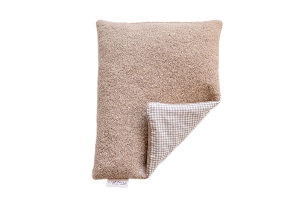 HERZZUCKER Kirschkernkissen 26x21cm Karo/Wollwalk beige 1 Stk