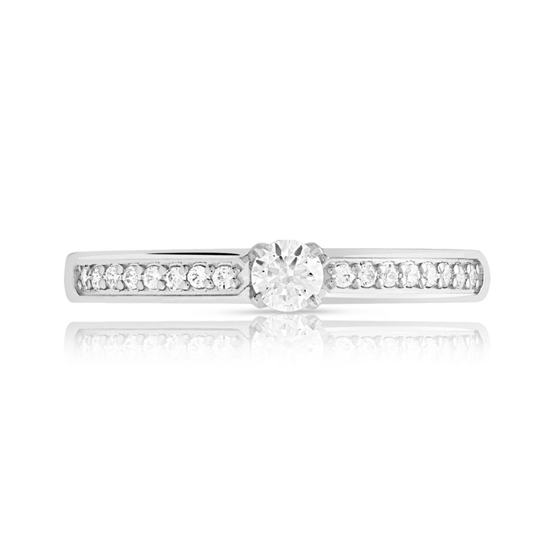 Bague solitaire or 750 blanc diamant 20/100e de carat