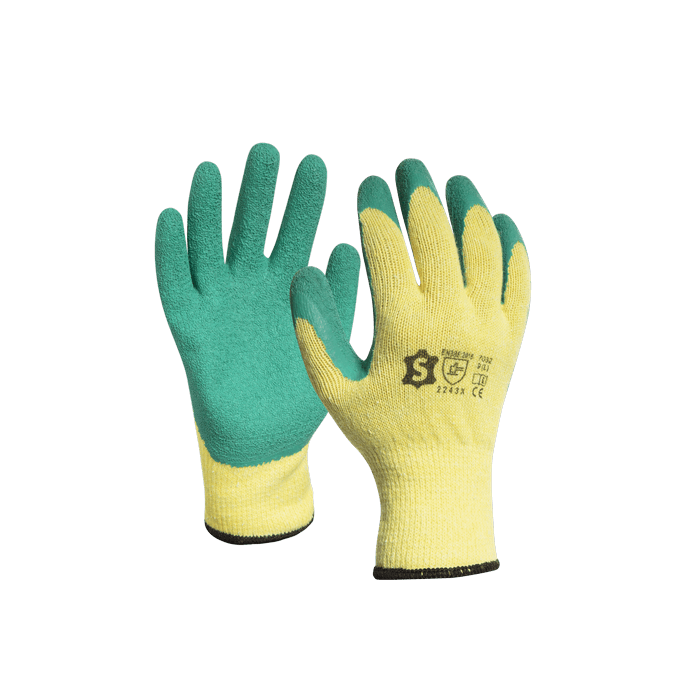 Werkhandschoenen Latex Grip Geel/Groen Maat 9 Per paar (6151801633646)