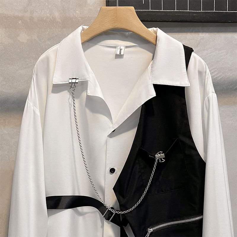 Whyessa - Vest met lange mouwen en kettingdetail