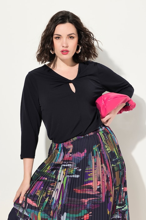Shirt, drapierter Ausschnitt, Classic, 3/4-Arm