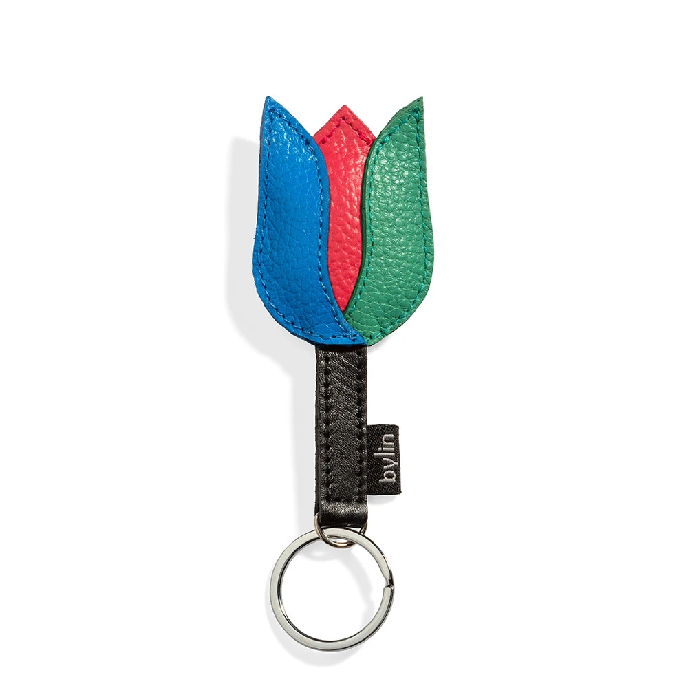 Tulip Keyring Structure Leather Royal Blue-Bubblegum Pink-Mint