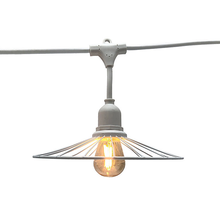 Guirlande lumineuse LED Chic White Light Lumisky E27 1000 m 10W IP64 blanc chaud L.6m rétro structuré blanc mat