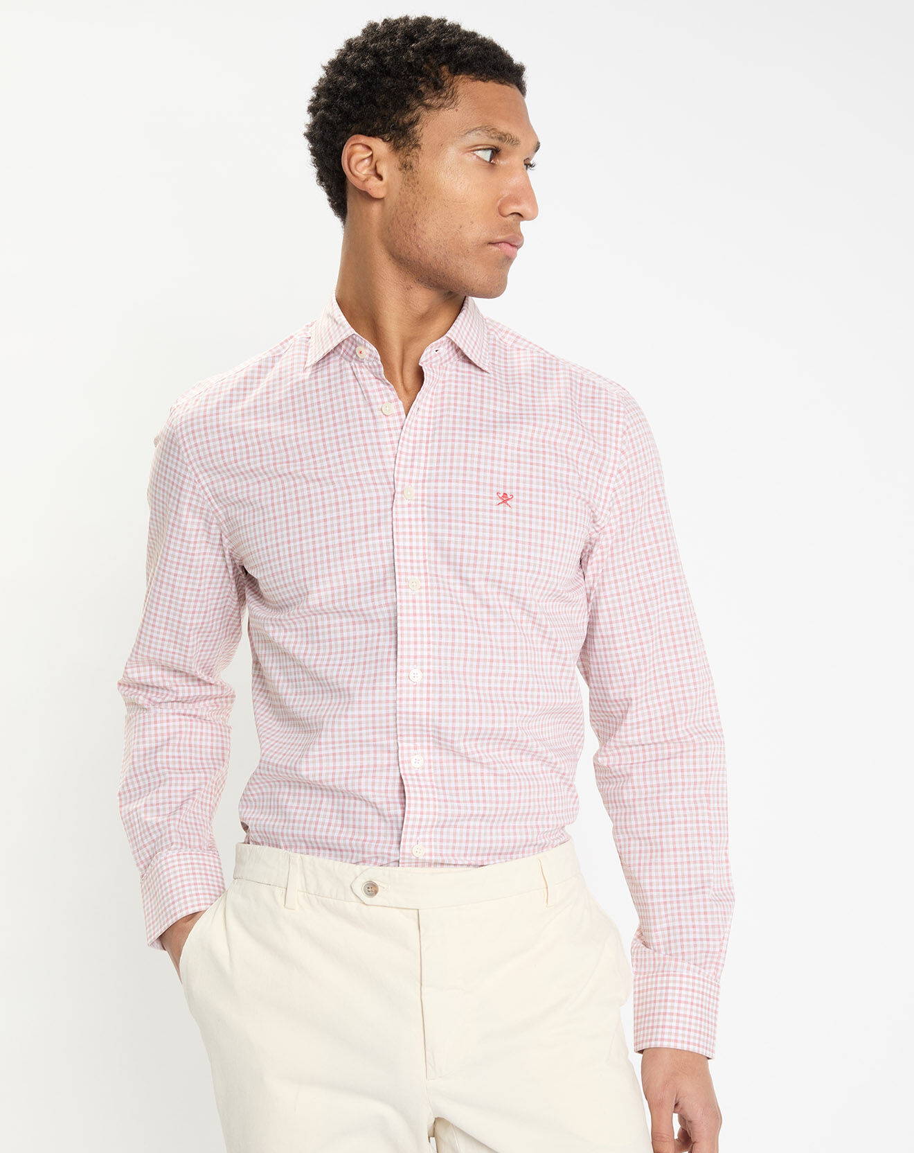 Hackett London Chemise Slim Fit à vichy tricolore orange moyen