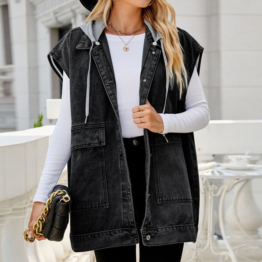 Rantucket Hi - Losvallend denim vest met panelen