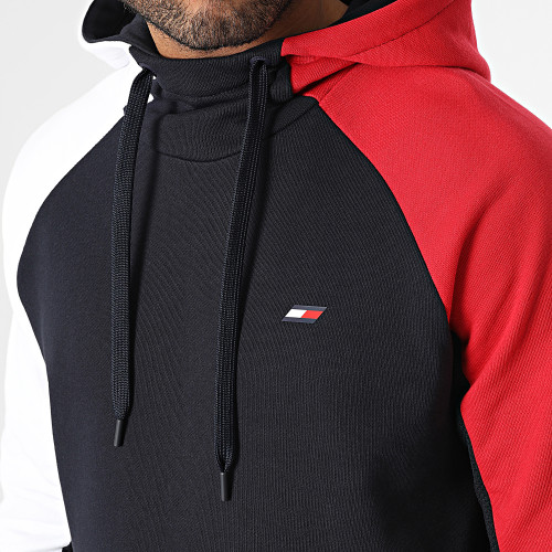 Sweat Capuche Colorblocked Mix Media 0380 Bleu Marine Rouge Blanc