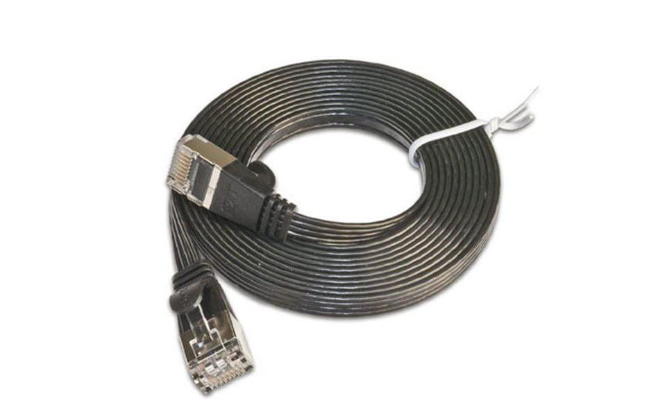 Slimpatchkabel RJ-45 - RJ-45, Cat 6, STP, 25 m, SchwarzGeschirmtes Twisted-Pair-Kabel (STP) mit Klinkenschutz