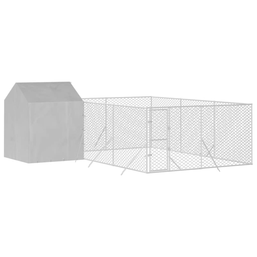 Canil externo para cães vidaXL com telhado, aço galvanizado, prata, 4x4x2,5 m